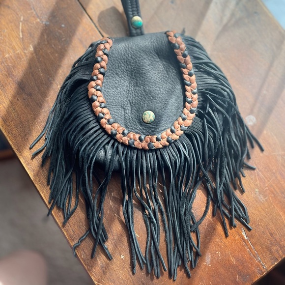 Vintage Bags Vtg Leather Belt Bag Fringe Handmade 6s Boho Festival